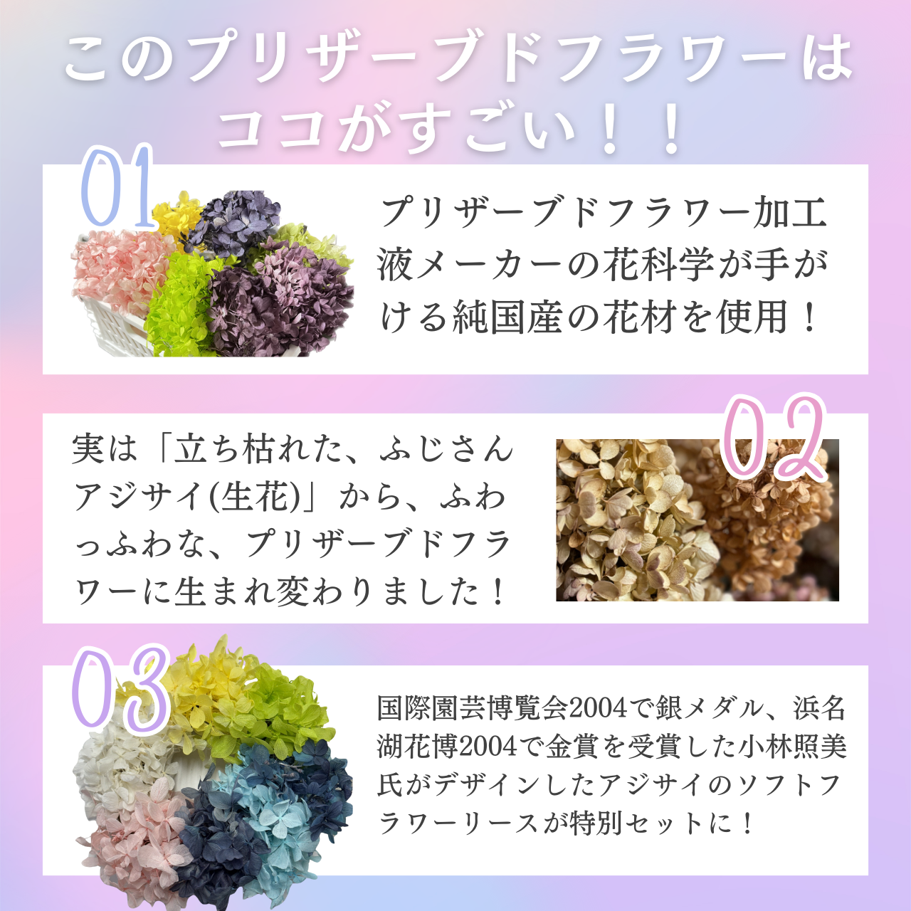 プリザーブドフラワーリース 直径14cm 壁掛け | ふじさんアジサイ使用 国産ソフトフラワー | ギフト・母の日・誕生日に - 画像 (8)