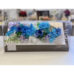 【フラワーカクテル】プリザーブドフラワー ハイブリッドフラワーギフト ウッドプレートスタンド（ケース付き）