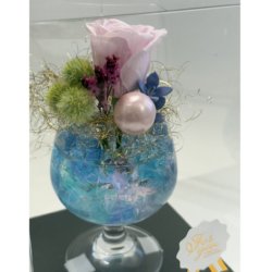 Alternative view of 【フラワーカクテル】プリザーブドフラワー ハイブリッドフラワーギフト ブルーハワイグラスフラワーB
