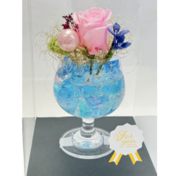 【フラワーカクテル】プリザーブドフラワー ハイブリッドフラワーギフト ブルーハワイグラスフラワーC