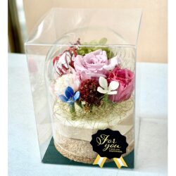 【フラワーカクテル】プリザーブドフラワー ハイブリッドフラワーギフト オリジナルガラスドームB