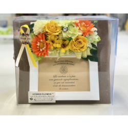 【ピーナッツフラワーショップ】プリザーブドフラワー フォトフレーム イエローカラー フォトフレームシングル