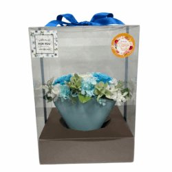 【マコルベ】プリザーブドフラワー スカイブルーローズアレンジ