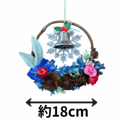 Alternative view of 【YMK】クリスマスリース 18cm プリザーブドフラワー ローズ＆アジサイ 壁掛け ドア飾り ベル付き おしゃれギフト 母の日・敬老の日にも